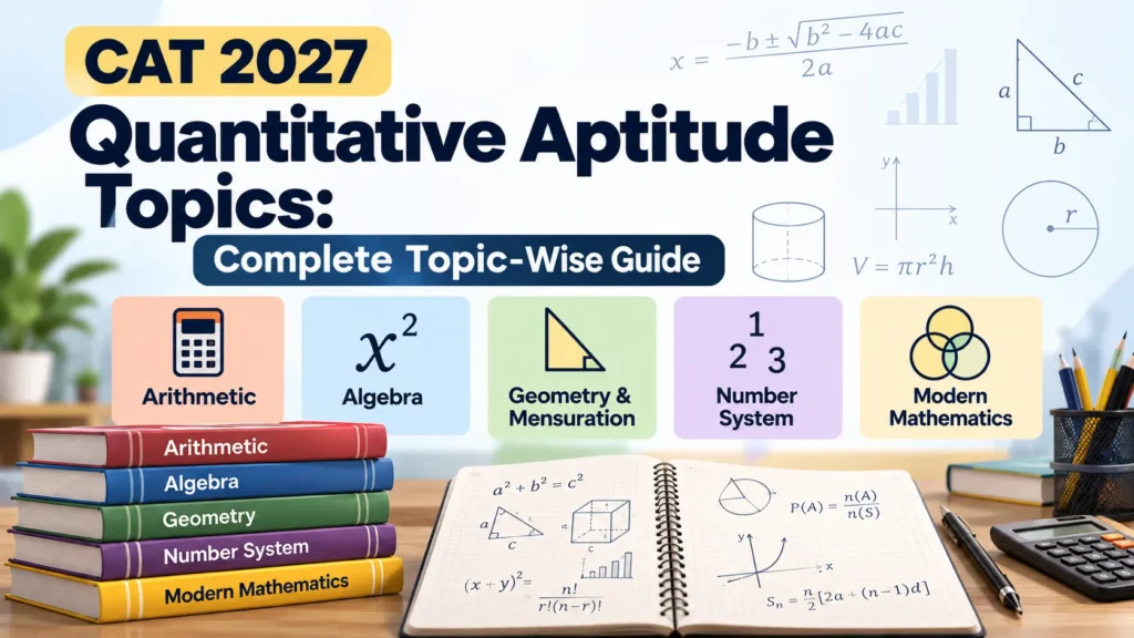 CAT Quantitative Aptitude topics 2027 covering Arithmetic, Algebra, Geometry, Number System and Modern Mathematics